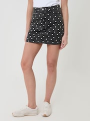 Threadbare Black Polka Dot Co-ord A-Line Denim Mini Skirt - Image 2 of 5