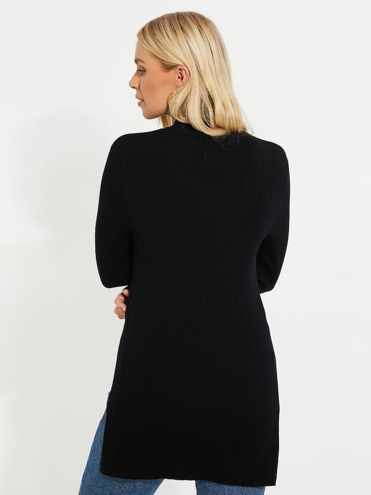 Threadbare Black Ribbed Knit Funnel Neck Jumper - Image 2 of 4 Threadbare Black Ribbed Knit Funnel Neck Jumper - Image 2 of 4