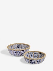 Nina Campbell Blue Seagrass Set of 2 Bowl Storage Basket - Image 4 of 7