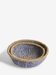 Nina Campbell Blue Seagrass Set of 2 Bowl Storage Basket - Image 5 of 7
