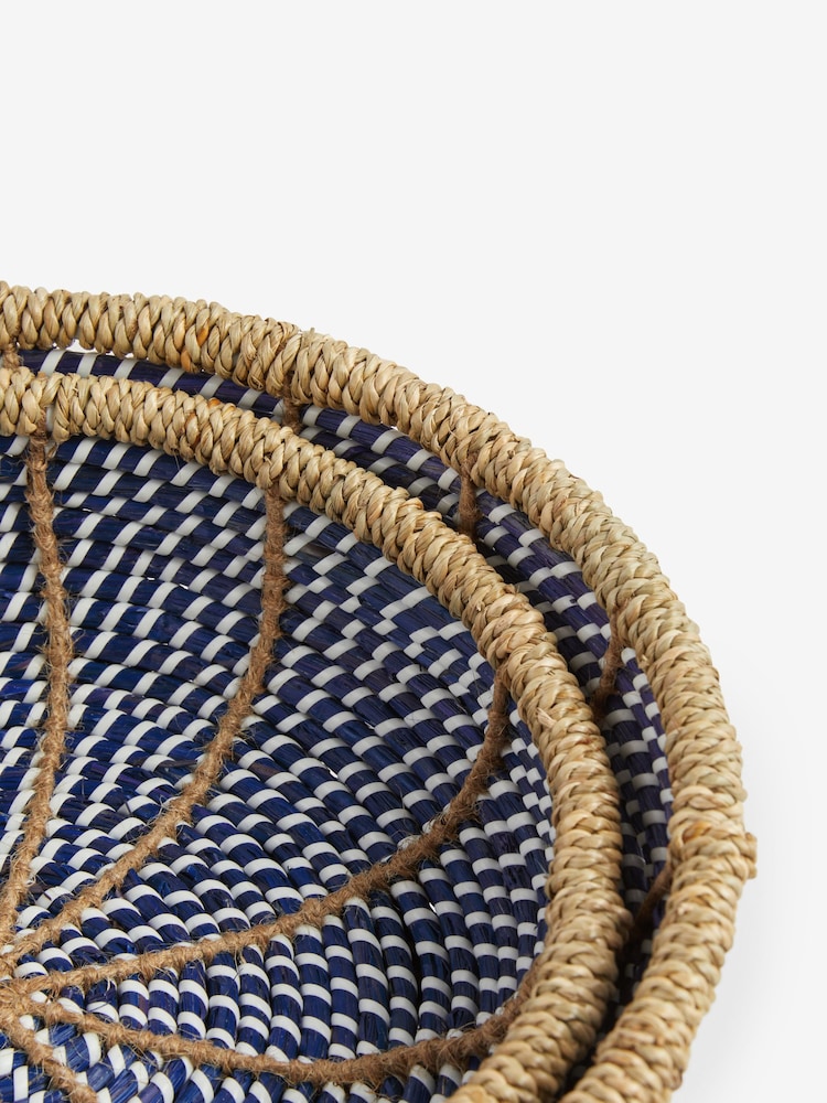 Nina Campbell Blue Seagrass Set of 2 Bowl Storage Basket - Image 7 of 7