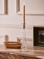 Nina Campbell Blue Dotty Glass Candle Holder Candlestick - Image 1 of 5