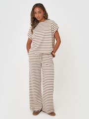 Threadbare Brown Stripe Jersey Co-ord Boxy Fit Top - Image 1 of 4