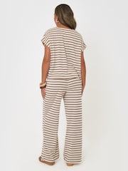 Threadbare Brown Stripe Jersey Co-ord Boxy Fit Top - Image 2 of 4