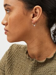 Silver Tone Sterling Silver Star Hoop Earrings - Image 1 of 3