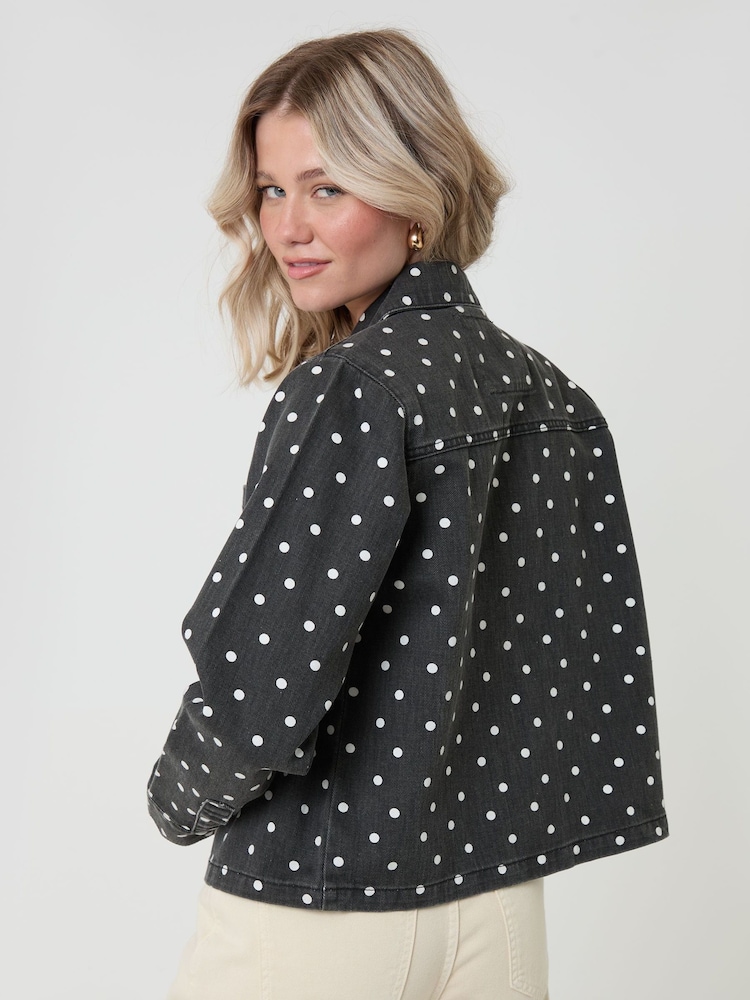 Threadbare Black Polka Dot Co-ord Denim Shacket - Image 2 of 4