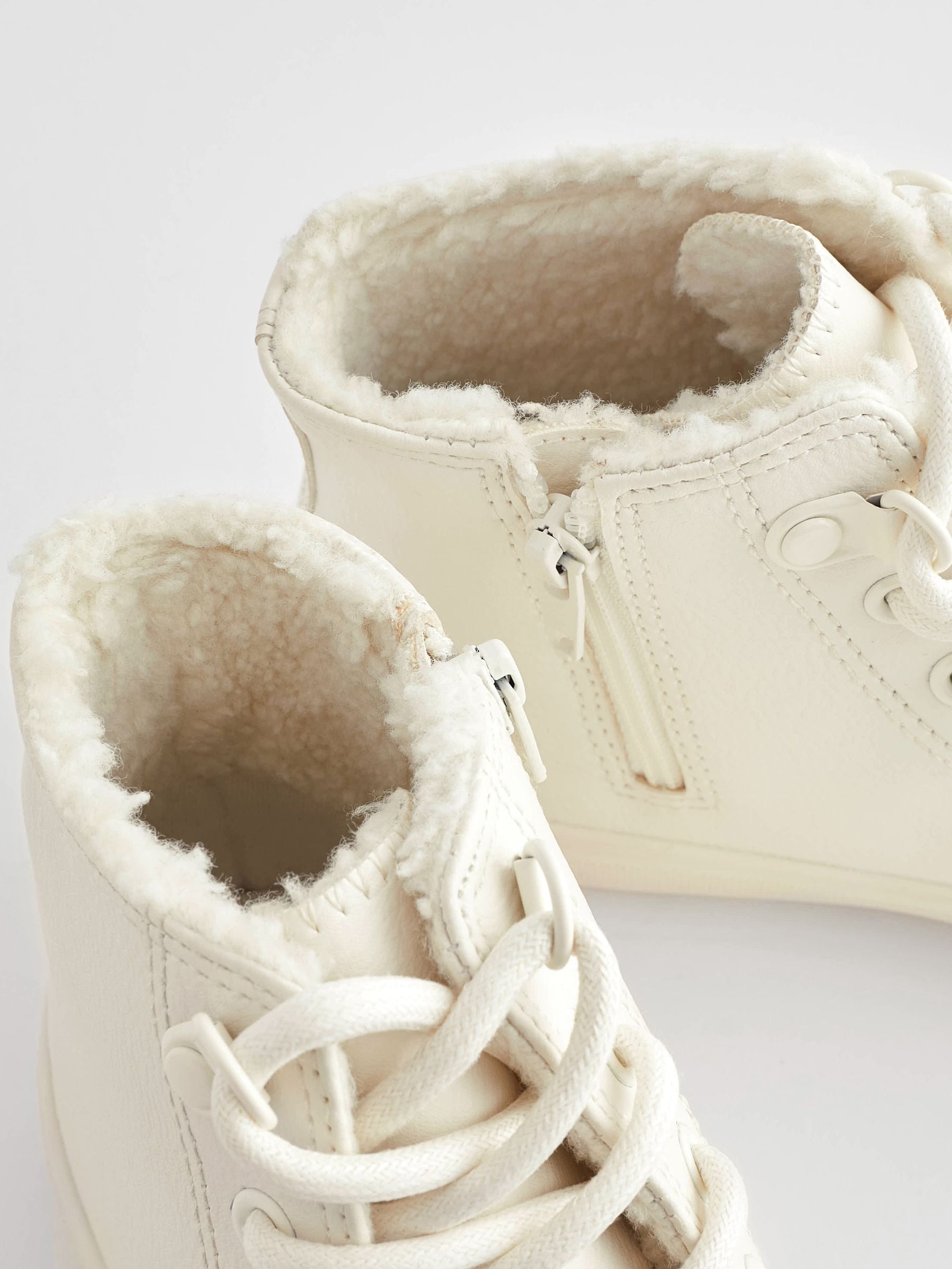 Buy White Faux Fur Lined Standard Fit F Lace Up High Top Trainers from Next Malta