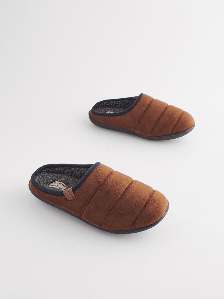 Tan Brown Padded Mule Slippers - Image 1 of 6