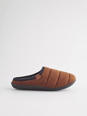 Tan Brown Padded Mule Slippers - Image 2 of 6