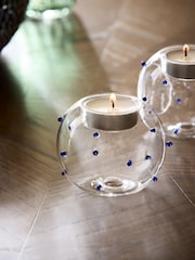 Nina Campbell Blue Dotty Glass Candle Holder Set of 2 Tealight - Image 3 of 5