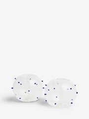 Nina Campbell Blue Dotty Glass Candle Holder Set of 2 Tealight - Image 4 of 5