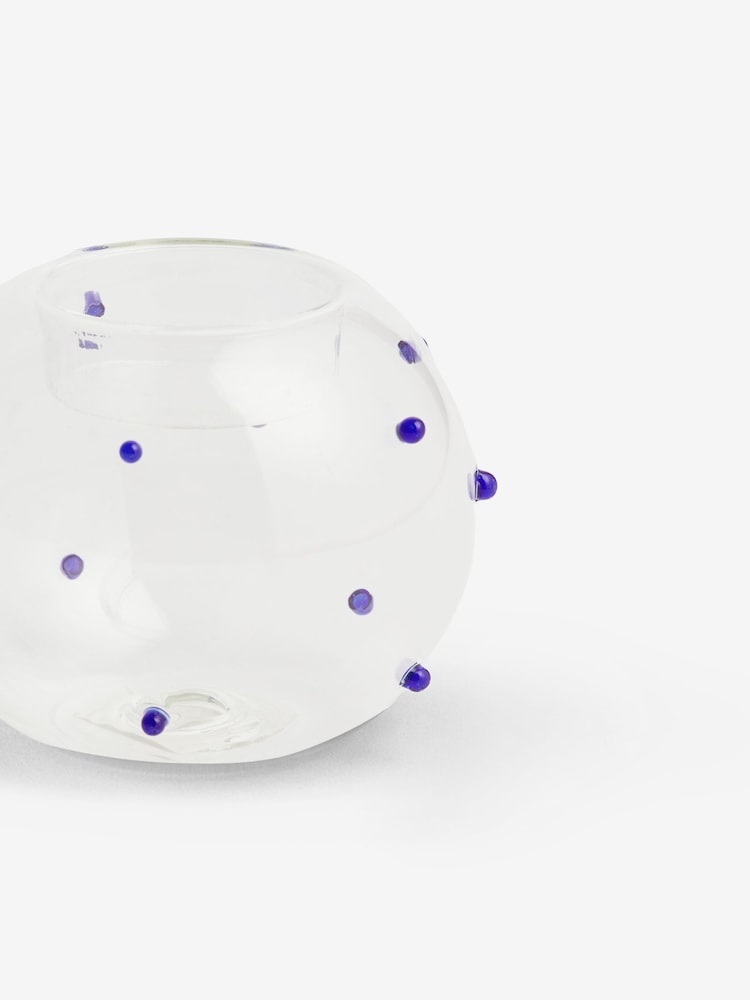 Nina Campbell Blue Dotty Glass Candle Holder Set of 2 Tealight - Image 5 of 5