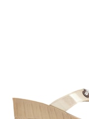Pavers Gold Pavers Toe Post Wedge Sandals - Image 1 of 5