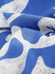 Blau/Weiß/Bedruckt - Hose mit Leinenanteil, weitem Bein und Bindegürtel - Bild 7 von 7