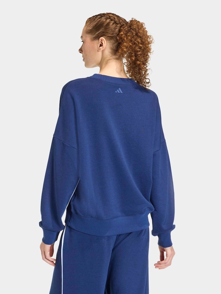 adidas Blue Seasonal Essentials Colourpop Sweatshirt With Embroidered Graphic - Image 2 of 5