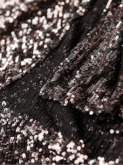 Superdry Silver Long Sleeve Backless Sparkly Midi Dress - Image 8 of 9