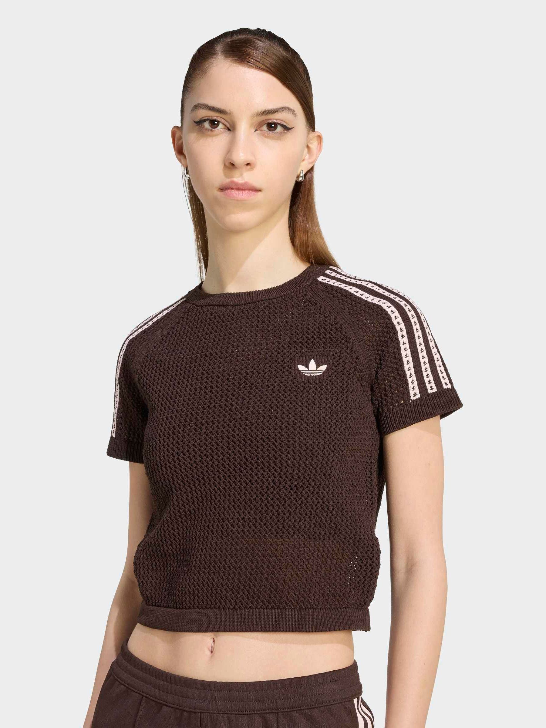 Buy adidas Originals Brown Knitted Crochet Cali T-Shirt from Next USA