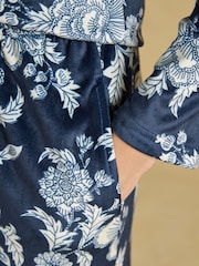 Joules Navy Spring Bird Floral Fleece Pyjama Set - Image 4 of 12