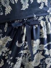 Joules Navy Spring Bird Floral Fleece Pyjama Set - Image 6 of 12