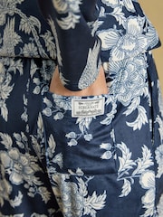 Joules Navy Spring Bird Floral Fleece Pyjama Set - Image 8 of 12