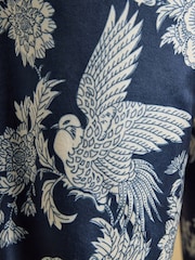 Joules Navy Spring Bird Floral Fleece Pyjama Set - Image 9 of 12