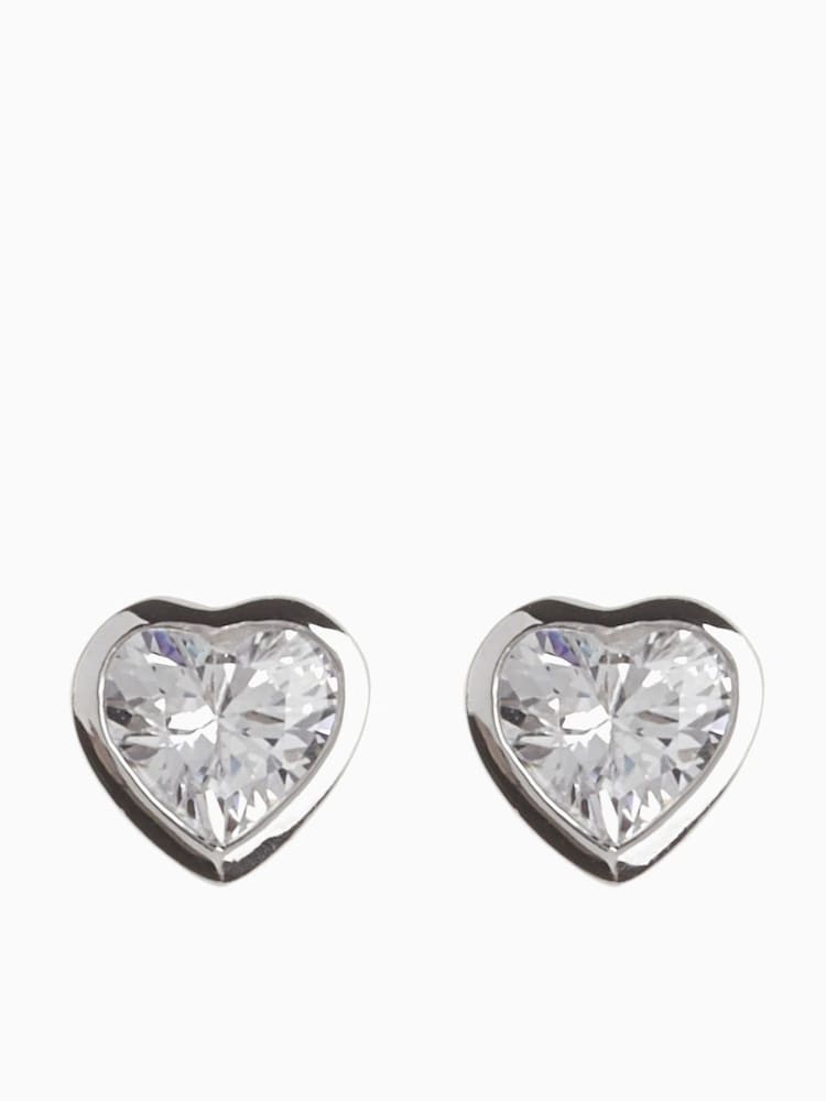 Sterling Silver Delicate Heart Stud Earrings - Image 1 of 2