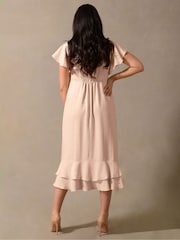 Live Unlimited Pink Zebra Curve Jacquard Tiered Angel Sleeve Dress - Image 4 of 7