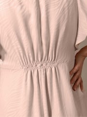 Live Unlimited Pink Zebra Curve Jacquard Tiered Angel Sleeve Dress - Image 6 of 7