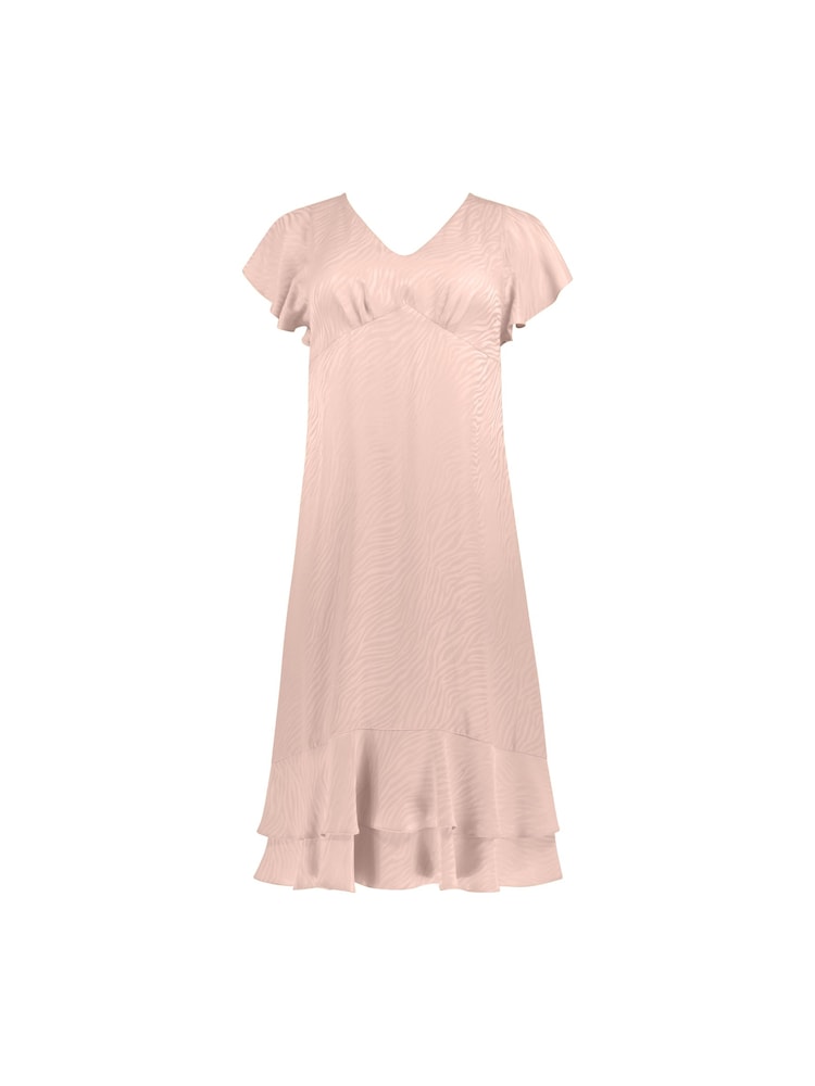 Live Unlimited Pink Zebra Curve Jacquard Tiered Angel Sleeve Dress - Image 7 of 7