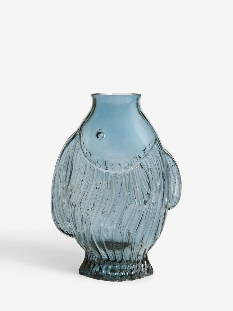 Nina Campbell Blue Glass Fish Vase - Image 4 of 4