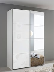 Rauch White Courtney Glass and Mirror Sliding Semi 1.3m Sliding Fitted Wardrobe - Image 1 of 2