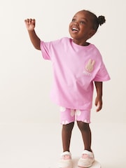 Pink Miffy Short Sleeve 100% Cotton T-Shirt And Cycle Shorts Set (3mths-7yrs) - Image 2 of 7