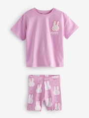 Pink Miffy Short Sleeve 100% Cotton T-Shirt And Cycle Shorts Set (3mths-7yrs) - Image 6 of 7
