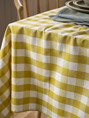 Ochre Yellow Gingham Cotton Tablecloth - Image 2 of 5