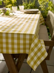 Ochre Yellow Gingham Cotton Tablecloth - Image 3 of 5