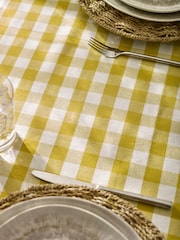 Ochre Yellow Gingham Cotton Tablecloth - Image 4 of 5