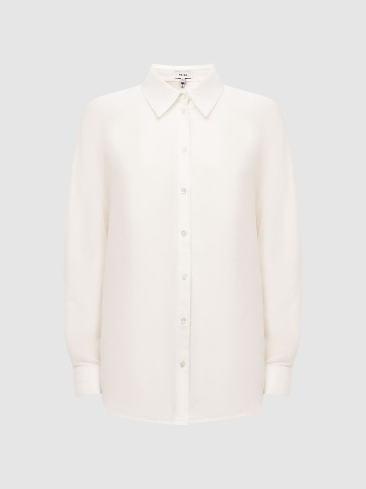 Reiss Ivory Ellis Oversized Long Sleeve Shirt - Image 2 of 5
