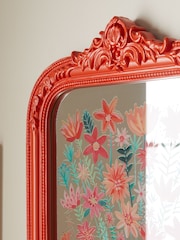 Lucy Tiffney Orange Floral Printed Framed Mirrored Wall Art - Image 2 of 4
