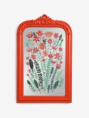 Lucy Tiffney Orange Floral Printed Framed Mirrored Wall Art - Image 3 of 4