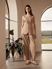 Mink Brown Premium Tailored Barrel Leg Trousers - Image 1 of 6