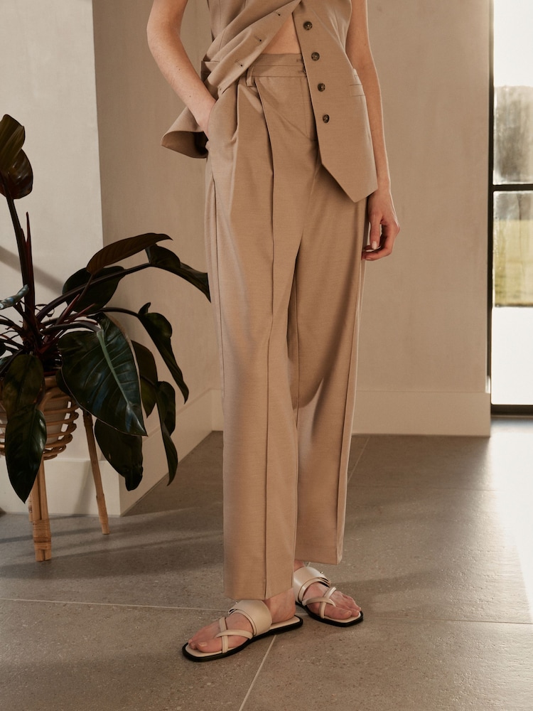 Mink Brown Premium Tailored Barrel Leg Trousers - Image 2 of 6