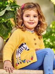 JoJo Maman Bébé Yellow Girls Zebra Cardigan - Image 2 of 2