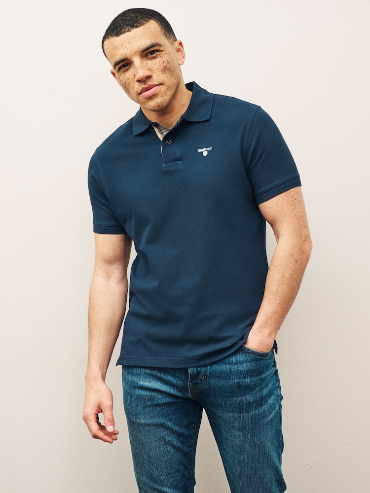 Barbour® Navy 100% Cotton Classic Polo Shirt - Image 1 of 7
