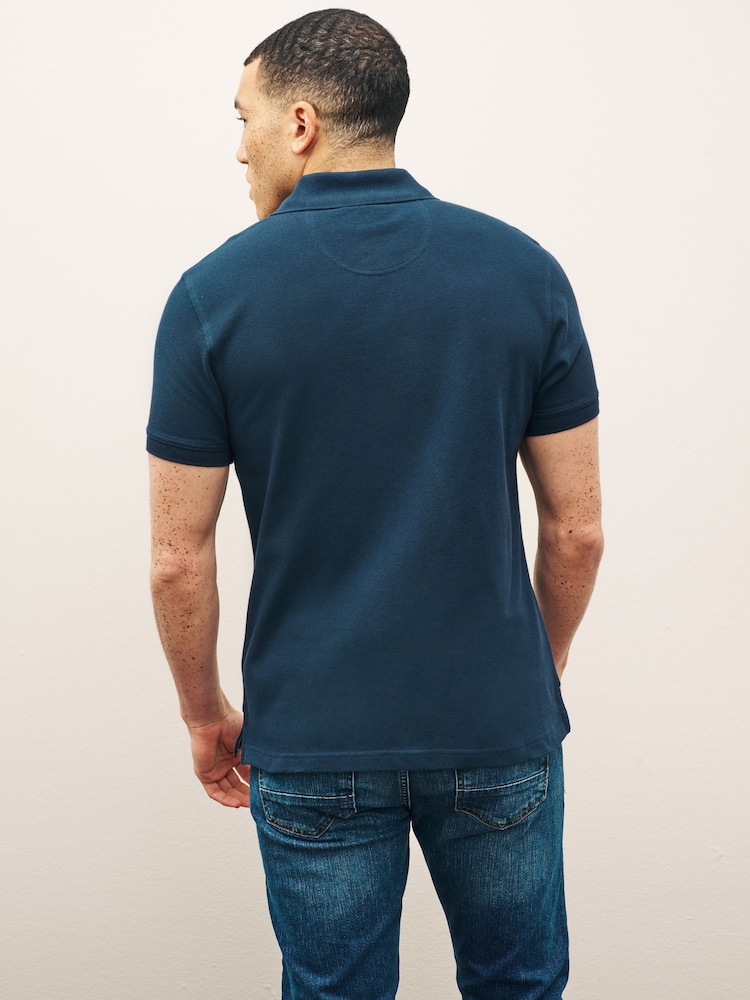 Barbour® Navy 100% Cotton Classic Polo Shirt - Image 3 of 7