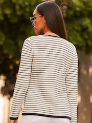 Sosandar Black Compact Knit Stripe Zip Trophy Cardigan - Image 2 of 4