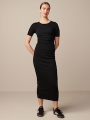 Black Slim Fit Ribbed Short Sleeve Top - Image 2 of 6
