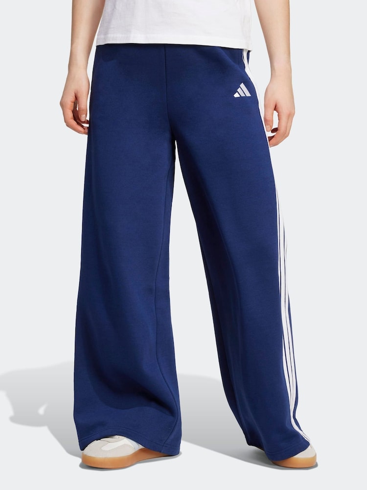 Pantalones anchos de felpa con rayas adidas 3 - Imagen 1 de 6