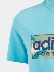 adidas Blue Kids Sportswear 100% Cotton Camo Linear Graphic T-Shirt - Image 11 of 11