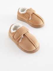 Tan Brown Warm Lined Touch Fastening Slippers - Image 1 of 4