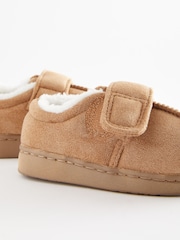 Tan Brown Warm Lined Touch Fastening Slippers - Image 4 of 4